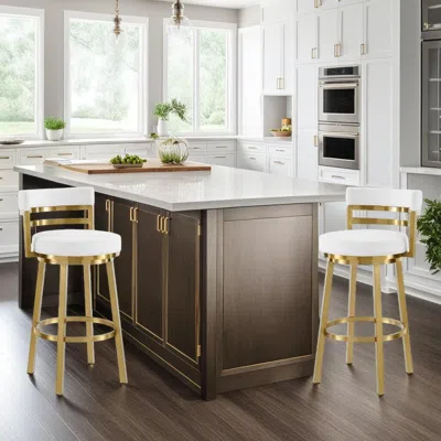Ashley Madrid Swivel Counter Height Bar Stool In White