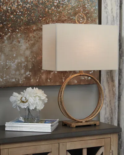 Ashley Mahala Table Lamp In Antique Gold Finish