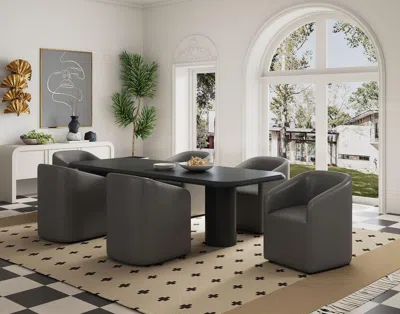 Ashley Manhattan Comfort Anna Upholstered Dining Armchair In Pewter
