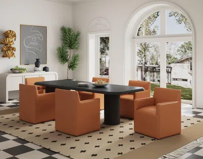Ashley Manhattan Comfort Anna Upholstered Dining Armchair In Saddle