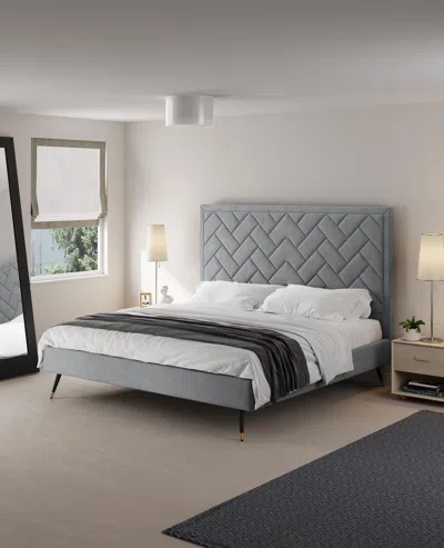 Ashley Manhattan Comfort Crosby King Upholstered Bed In Gray