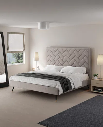 Ashley Manhattan Comfort Crosby King Upholstered Bed In Greige