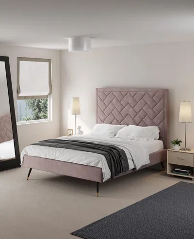 Ashley Manhattan Comfort Crosby Queen Upholstered Bed In Blush