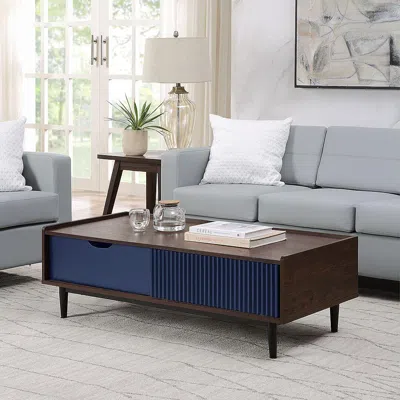 Ashley Manhattan Comfort Duane Coffee Table In Dark Brown/navy Blue