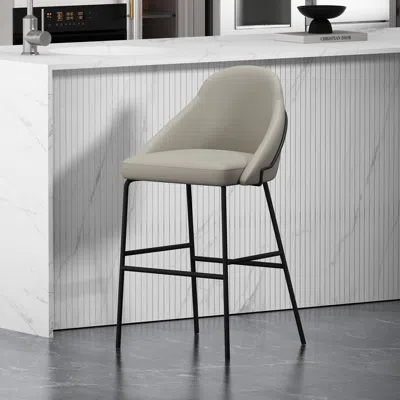 Ashley Manhattan Comfort Gracie Bar Height Stool In Stone/black