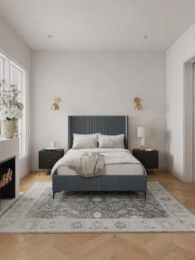 Ashley Manhattan Comfort Promenade Full Wingback Bed In Gray