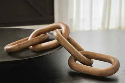 Ashley Mardelby Wood Chain Sculpture In Brown