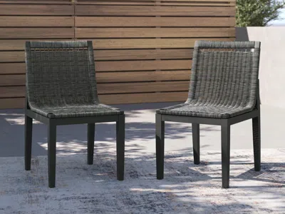 Ashley Maroska Outdoor Chair (set Of 2) In Gray/black
