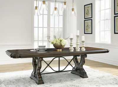 Ashley Maylee 72"-90" Extendable Dining Table In Dark Brown