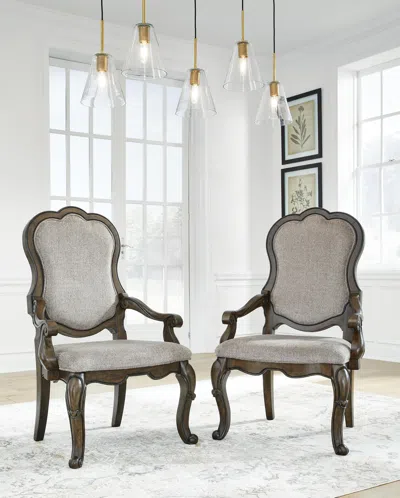 Ashley Maylee Dining Arm Chair In Dark Brown