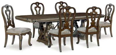 Ashley Maylee Dining Table And 6 Chairs In Dark Brown