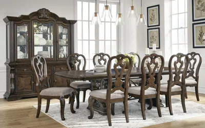 Ashley Maylee Dining Table And 8 Chairs In Dark Brown