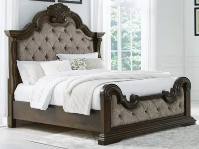 Ashley Maylee Queen Upholstered Bed In Dark Brown