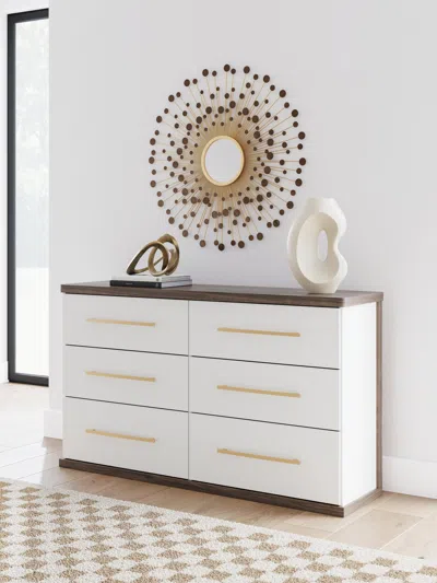 Ashley Mazilar Dresser In Brown/white