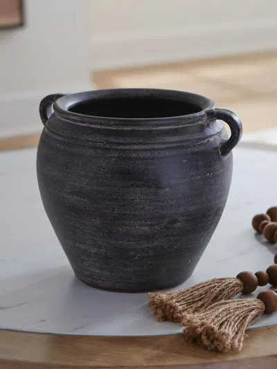 Ashley Meadie Terracotta Small Vase In Distressed Black