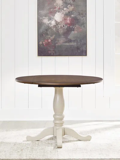 Ashley Mellintine Dining Drop Leaf Table In Antique White/brown