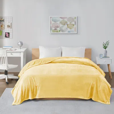 Ashley Microlight Plush Oversized King Blanket In Yellow