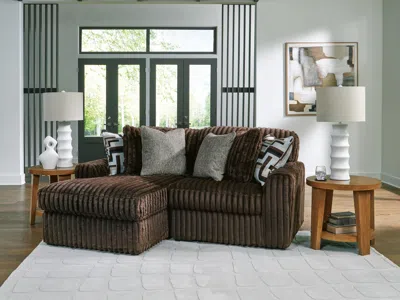 Ashley Midnight-madness 2-piece Sectional With Chaise In Chocolate