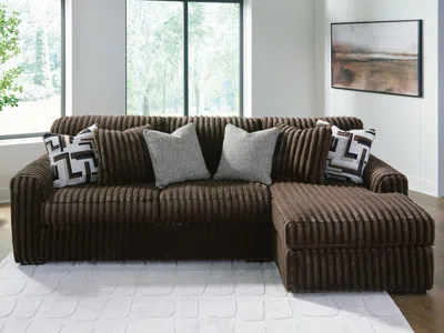 Ashley Midnight-madness 2-piece Sofa With Chaise In Chocolate