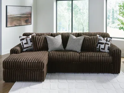 Ashley Midnight-madness 2-piece Sofa With Chaise In Chocolate