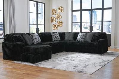 Ashley Midnight-madness 4-piece Sectional With Chaise In Onyx