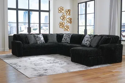 Ashley Midnight-madness 4-piece Sectional With Chaise In Onyx
