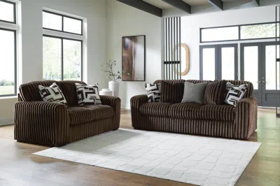 Ashley Midnight-madness Sofa And Loveseat In Chocolate