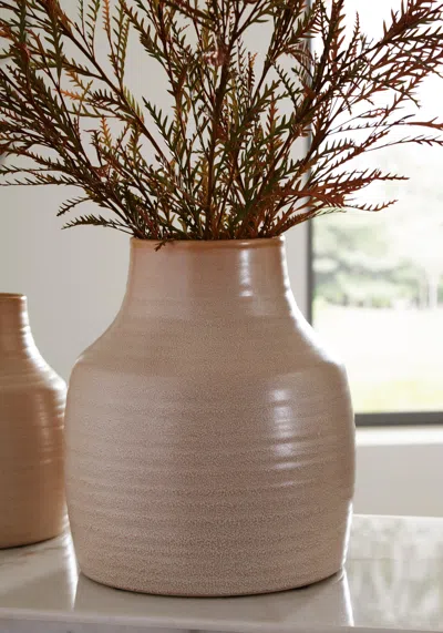 Ashley Millcott Indoor/outdoor Large Vase (set Of 2) In Tan