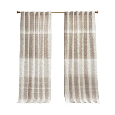 Ashley Milly Cotton Printed Curtain Panel With Chenille Detail And Lining In Taupe