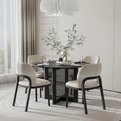 Ashley Miruo Mirror Inc Zenyra Round Dining Table In Black