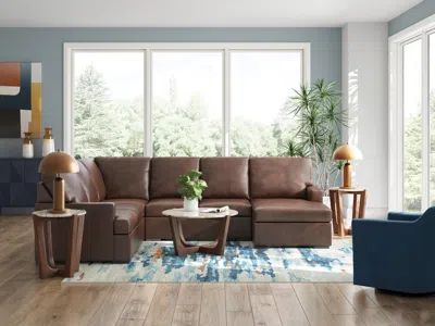 Ashley Modern Day 3-piece Leather Sectional With Chaise Leather In Coffee