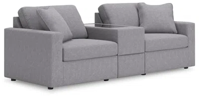 Ashley Modmax 3-piece Modular Next-gen Nuvella™ Performance Fabric Sectional With Storage Console In Granite