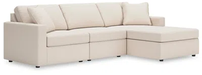 Ashley Modmax 3-piece Modular Next-gen Nuvella™ Performance Fabric Sofa Chaise In Oyster
