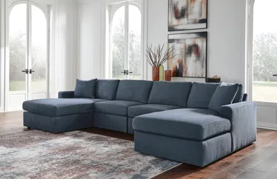 Ashley Modmax 4-piece Modular Next-gen Nuvella™ Performance Fabric Double Chaise Sectional In Ink