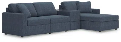Ashley Modmax 4-piece Modular Next-gen Nuvella™ Performance Fabric Sectional With Chaise And Storage Consol In Ink