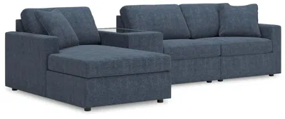 Ashley Modmax 4-piece Modular Next-gen Nuvella™ Performance Fabric Sectional With Chaise And Storage Consol In Ink