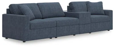 Ashley Modmax 4-piece Modular Next-gen Nuvella™ Performance Fabric Sofa With Storage Console In Ink