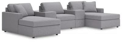 Ashley Modmax 5-piece Modular Next-gen Nuvella™ Performance Fabric Pit Sectional With Storage Consoles In Granite