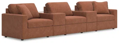 Ashley Modmax 5-piece Modular Next-gen Nuvella™ Performance Fabric Sectional With Storage Consoles In Spice