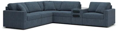 Ashley Modmax 6-piece Modular Next-gen Nuvella™ Performance Fabric Sectional With Audio Console In Ink