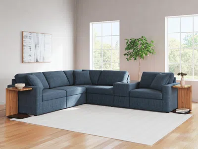 Ashley Modmax 6-piece Modular Next-gen Nuvella™ Performance Fabric Sectional With Storage Console In Ink