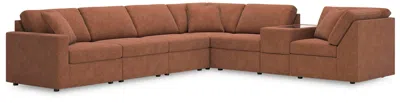 Ashley Modmax 7-piece Modular Next-gen Nuvella™ Performance Fabric Sectional With Storage Console In Spice