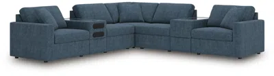 Ashley Modmax 7-piece Next-gen Nuvella™ Performance Fabric Modular Sectional With Audio And Storage Console In Ink