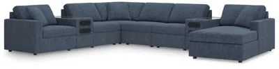 Ashley Modmax 8-piece Modular Next-gen Nuvella™ Performance Fabric Sectional With Chaise And Audio Consoles In Ink