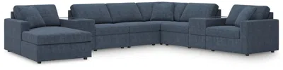 Ashley Modmax 8-piece Modular Next-gen Nuvella™ Performance Fabric Sectional With Chaise And Storage Consol In Ink