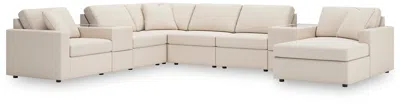 Ashley Modmax 8-piece Modular Next-gen Nuvella™ Performance Fabric Sectional With Chaise And Storage Consol In Oyster