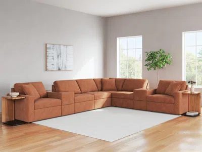Ashley Modmax 8-piece Modular Next-gen Nuvella™ Performance Fabric Sectional With Storage Consoles In Spice