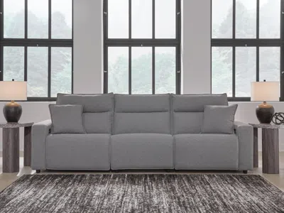 Ashley Modmax Ii 3-piece Next-gen Nuvella™ Performance Fabric Dual Power Reclining Modular Sofa In Salt And Pepper