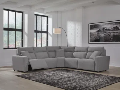 Ashley Modmax Ii 5-piece Next-gen Nuvella™ Performance Fabric Dual Power Reclining Modular Sectional In Salt And Pepper