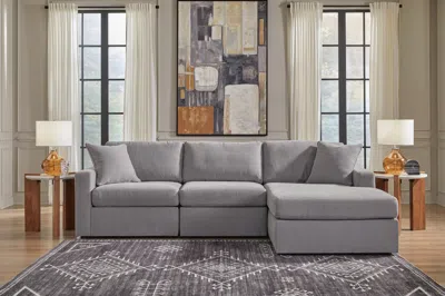 Ashley Modmax Next-gen Nuvella™ Performance Fabric 3-piece Sectional With Chaise In Granite